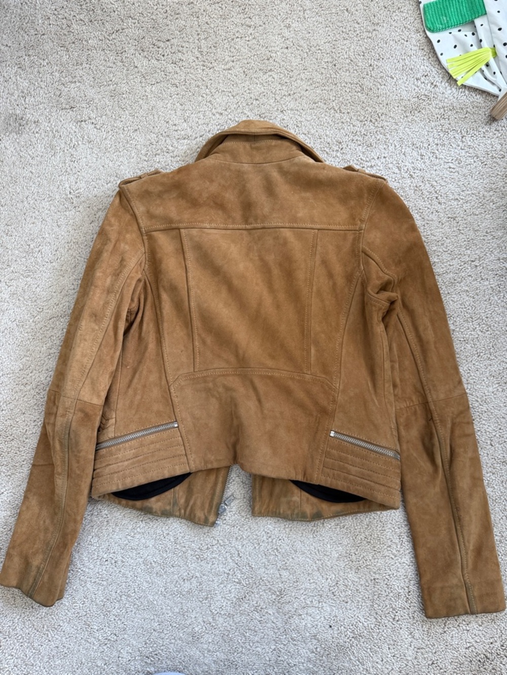 Maje Tan Suede Moto Jacket - Picture 2 of 7